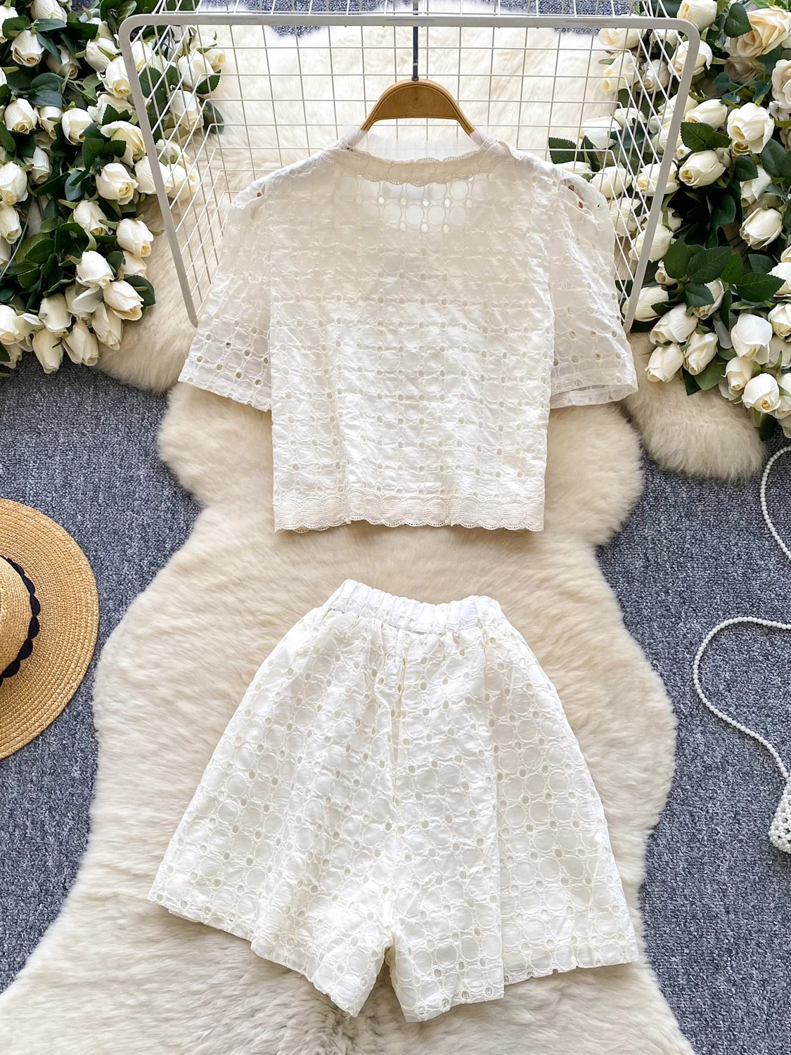 

Водяной летний комплект irt And orts, женский повседневный комплект из двух предметов с вышивкой Bubble Sve и высокой талией