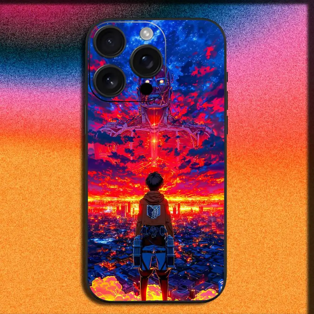حافظة هاتف A-Attack on T-Titan Anime لهاتف iPhone 17,16,15,14,13,12,11,Pro,Max,Plus,E,SE4,Air,Mini Black Cover #2
