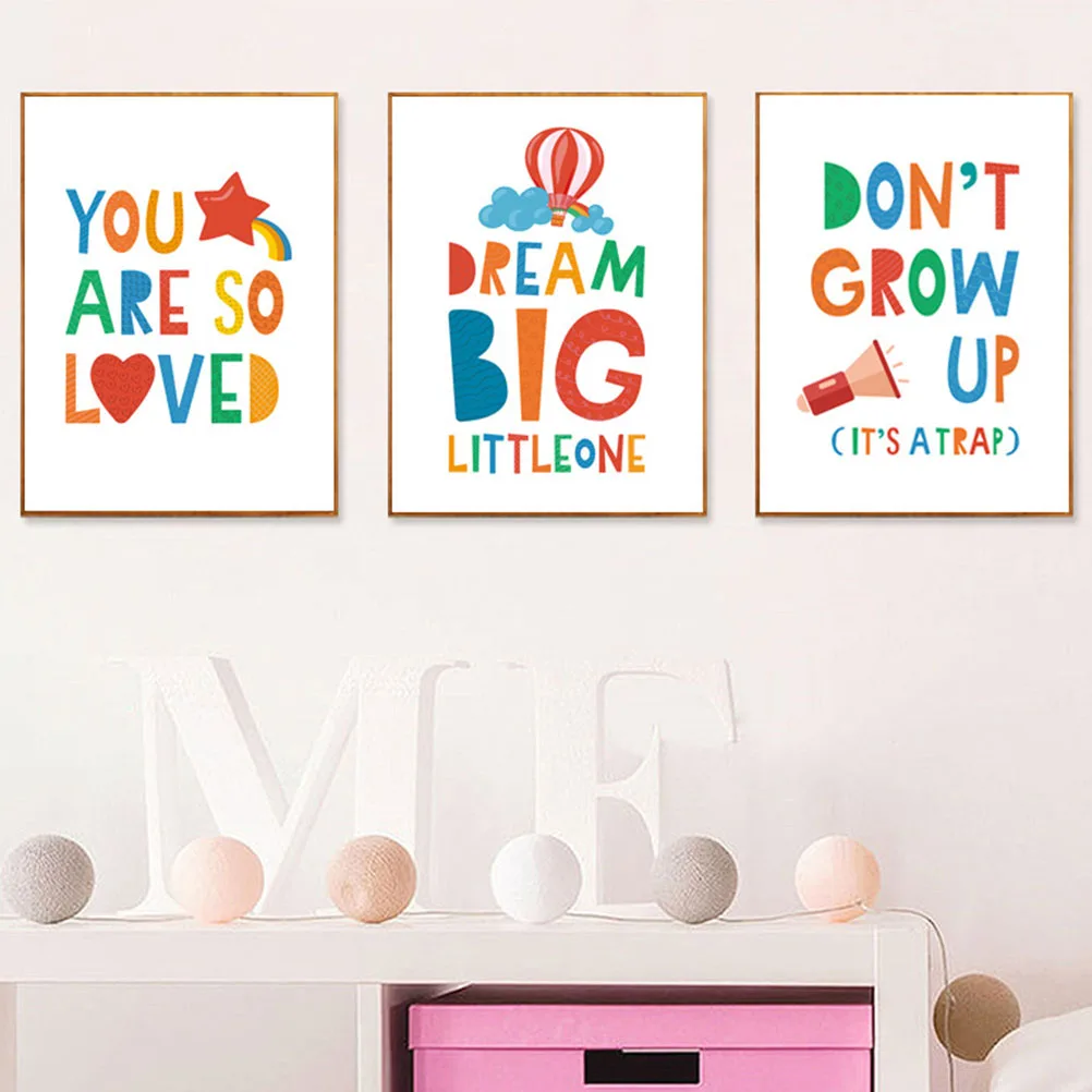 

6pcs Cartoon Painting For Kids Room Nursery Wall Art Bedroom Decoration Living Room Wall Decor Creative Household Painting Sofa