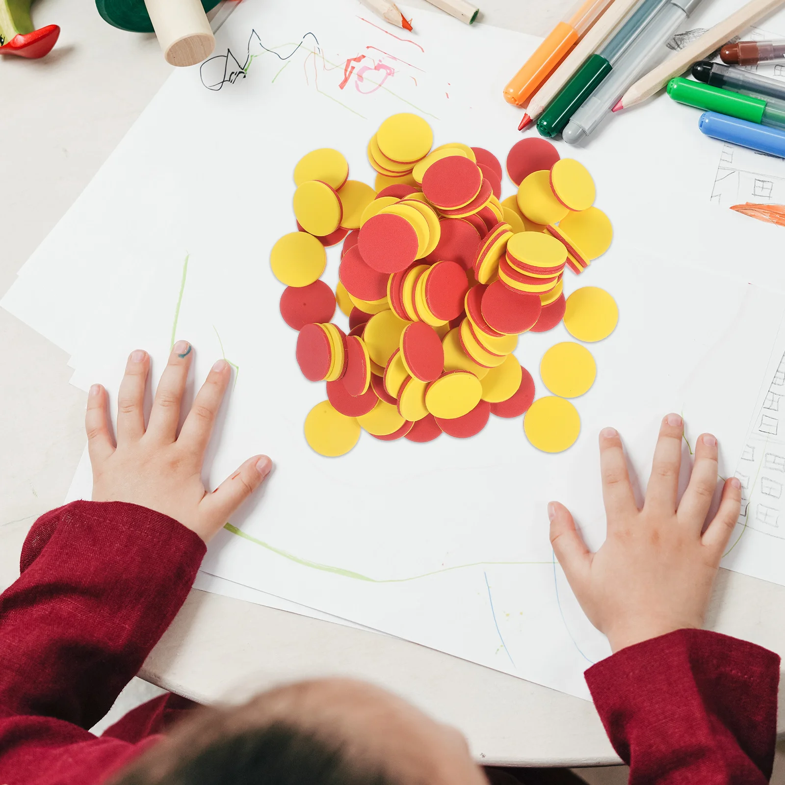 100pcs Early Education Counting Chips Math Learning For Kids Toddlers Preschool Cognitive Development Colorful Round Counters