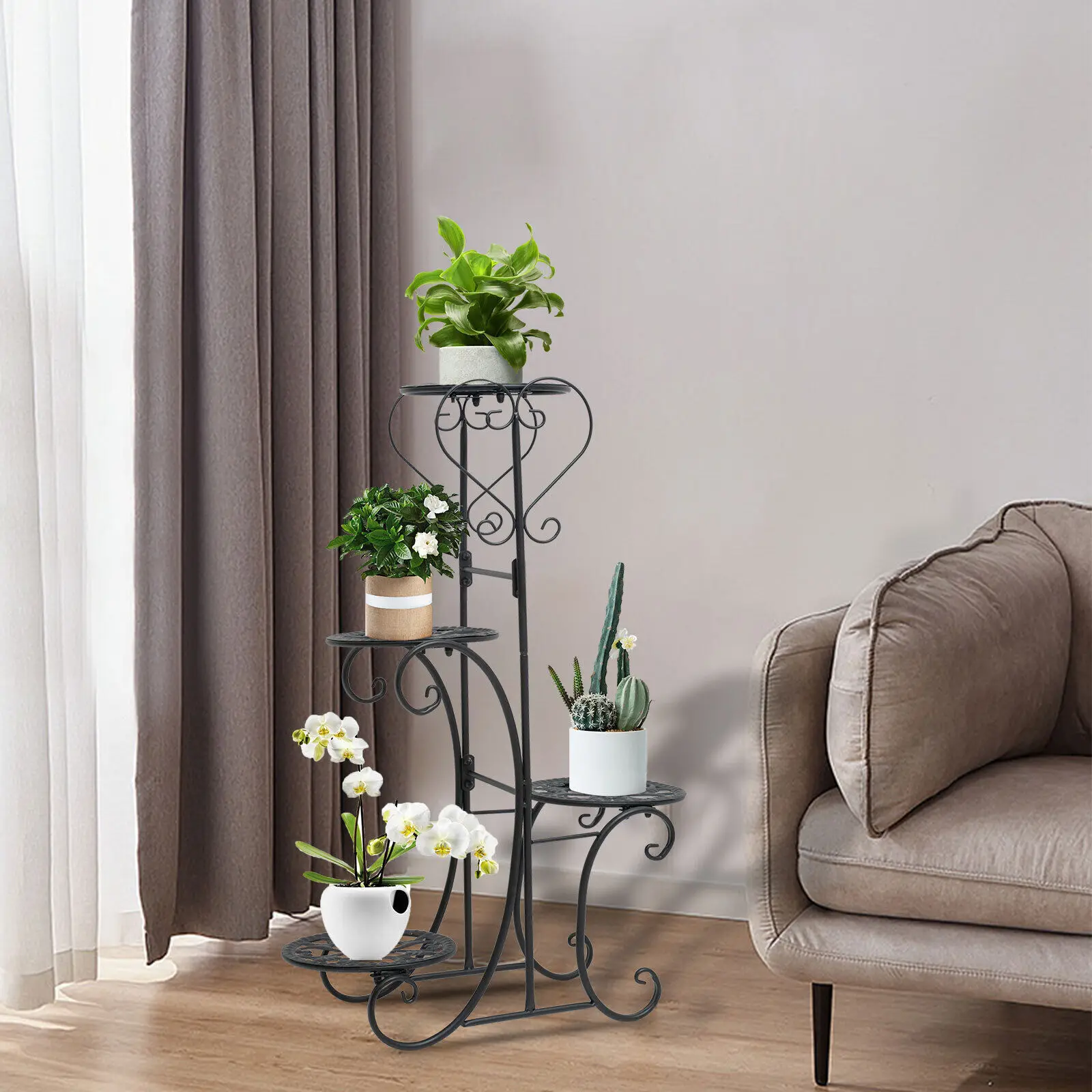 4-Tier Large Outdoor Indoor Metal Plant Stand Shelf Anti Rust Iron Garden Yard Decor Flower Rack Display Holder