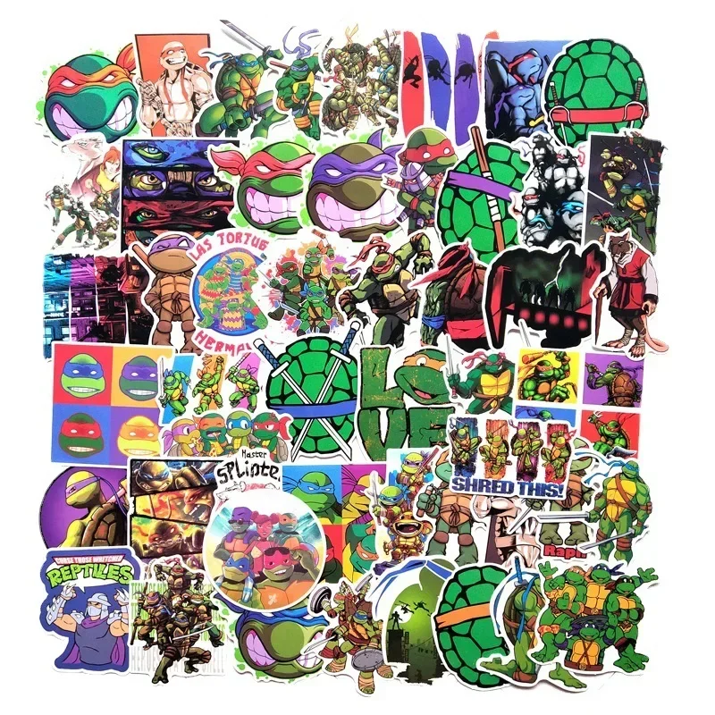 New 50pcs Teenage Mutant Ninja Turtles TMNT Stickers Cartoon Anime Cute DIY PVC Waterproof Sticker Laptop Decals for Kids Toys