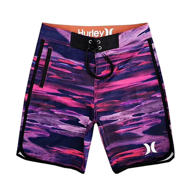 Elastic Quick Drying Fitness Training Muscle Men Beach Shorts Stripe Pattern Competition Surfing Printed Design Men