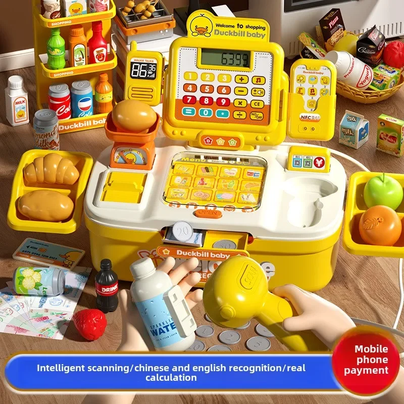 Children's supermarket cash register toys educational simulation play house miniature dollhouse accessories