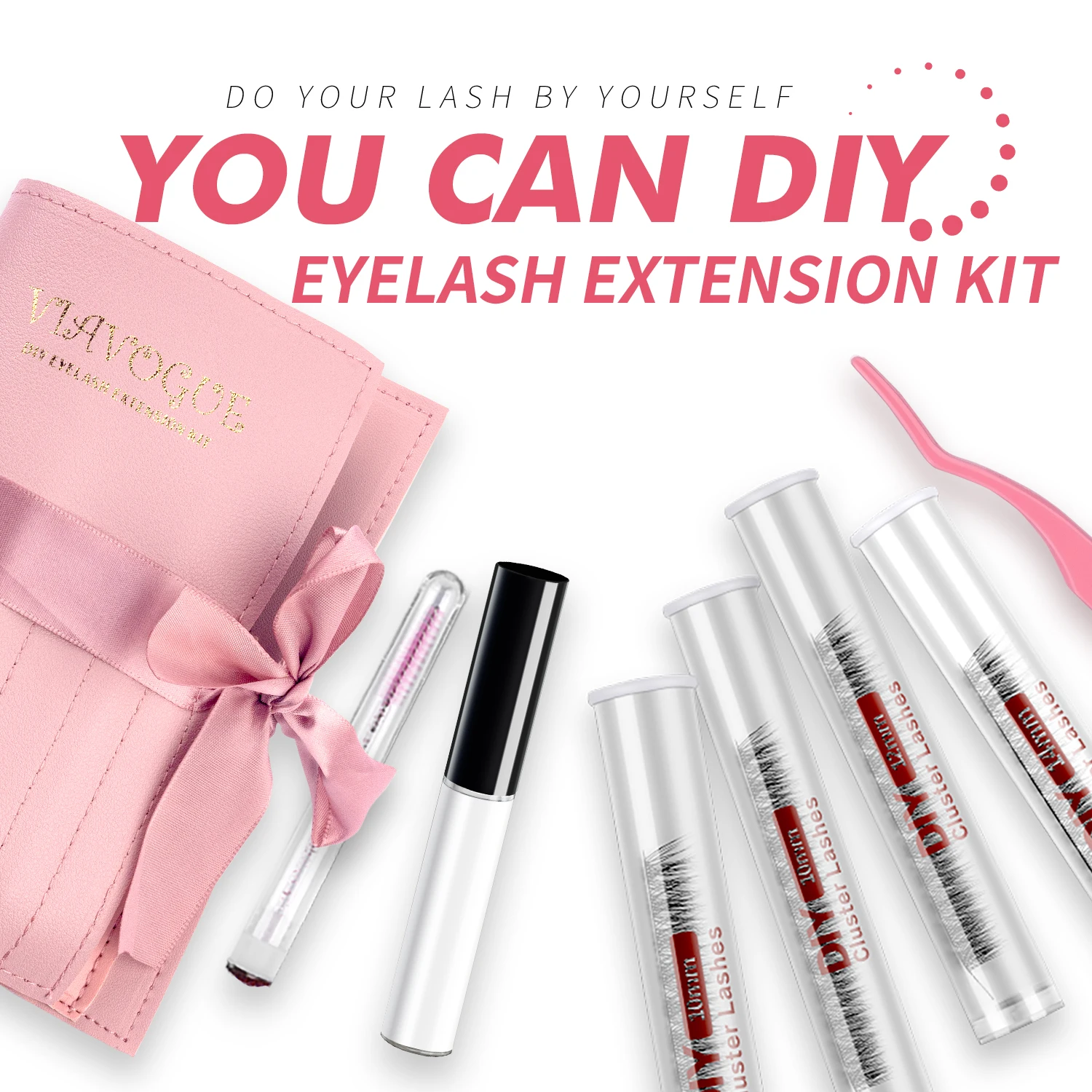 Etvite DIY Wimpern verlängerung skit mit 3D-Volumen Mix Länge einzelne Cluster Wimpern Pinzette Wimpern Kleber Make-up-Tool