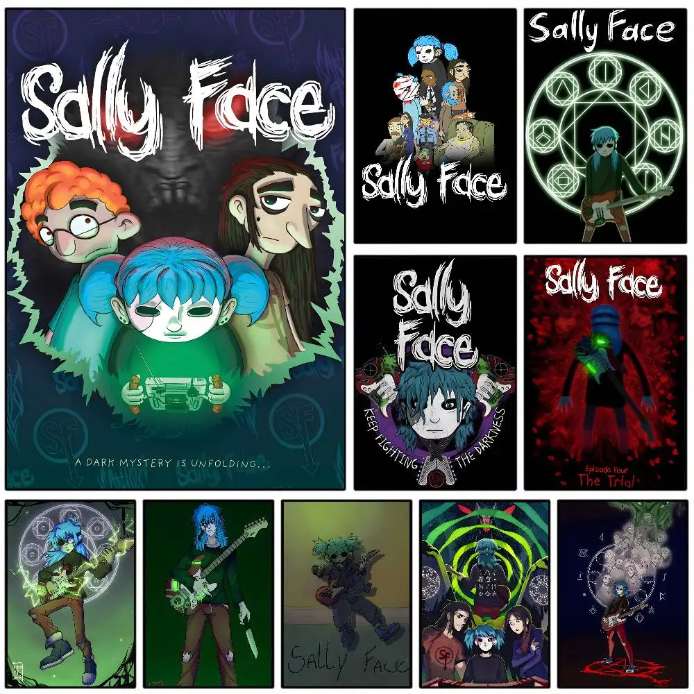 الرعب سر لعبة S-سالي F-الوجه ملصق فني ذاتية اللصق الفن ورق مقاوم للماء ملصق مقهى بار غرفة جدار ديكور #1