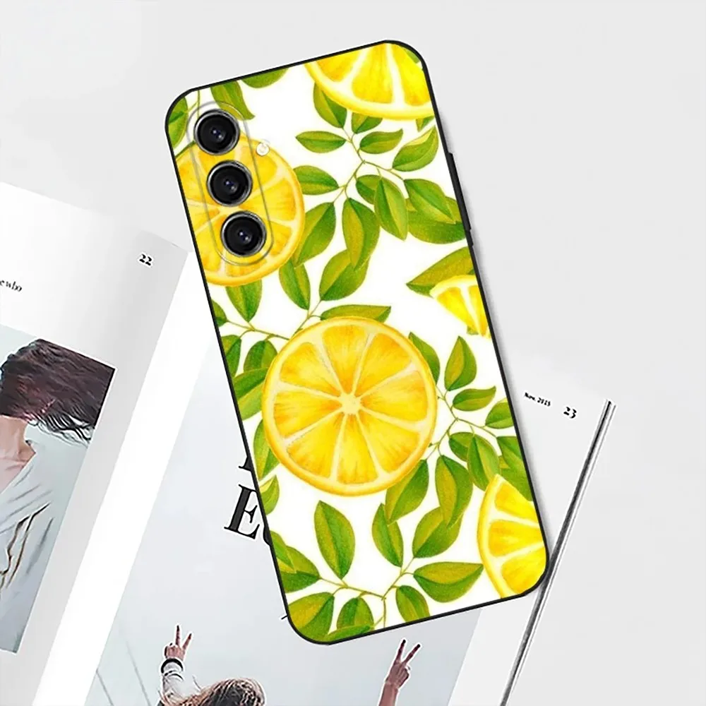 Fruit Lemon  Phone Case For Samsung S24,21,22,23,30,Ultra,S20,Plus,Fe,Lite,Note,10,9,5G Black Soft Cover