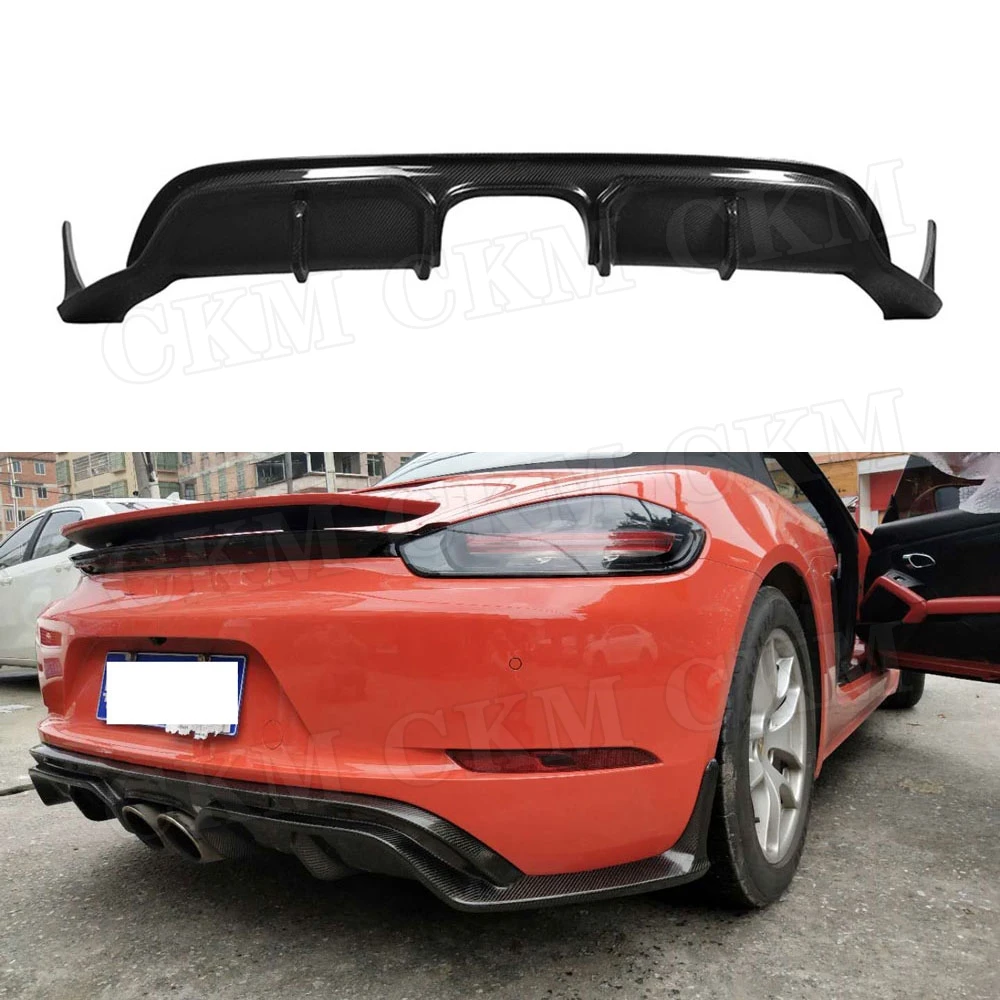 

CKMUUER для Porsche 718 Cayman Boxster Base S Coupe 2017 2018, задний бампер автомобиля, диффузор, спойлер, защитная пластина из углеродного волокна