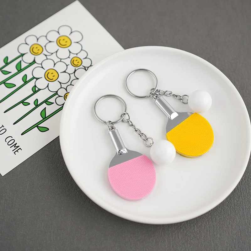 Table Tennis Keychain Mini Ping Pong Keyrings Table Tennis Racket Keyring Bag Pendant Ornament Decoration Souvenir Gift