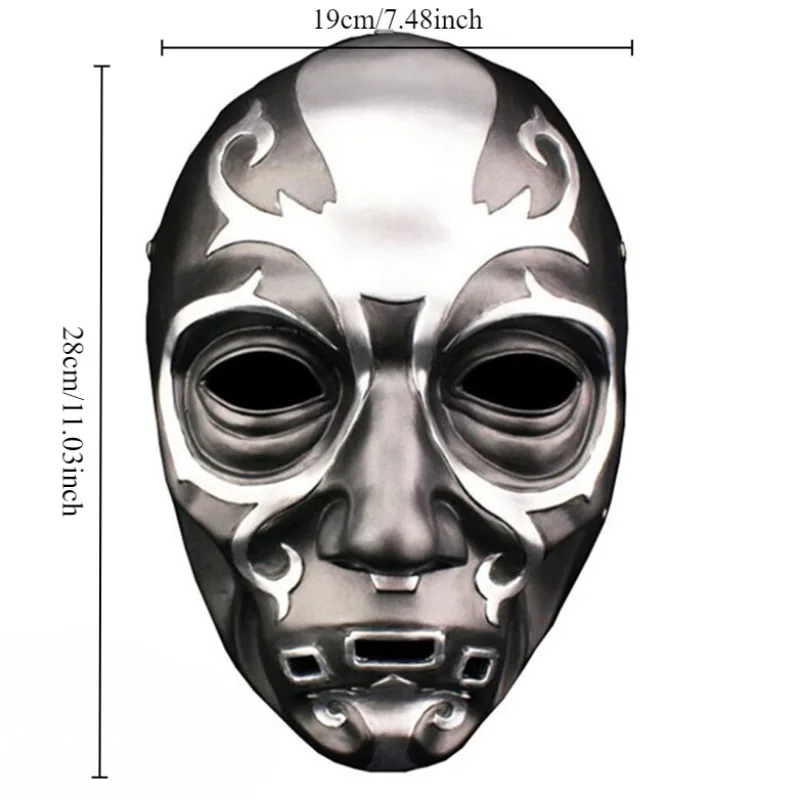 3D Death Eater Mask Scary Halloween Party Mask Unisex Masquerade Party Costume Horror Metallic Feel Cosplay Dress Up Resin Props