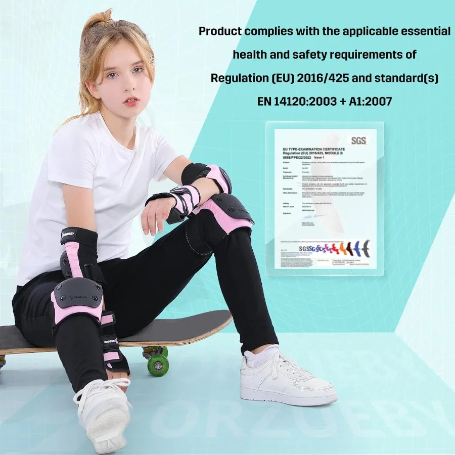 Set Perlengkapan Pelindung 6 in 1 dengan Pelindung Lutut, Pelindung Siku, Pelindung Pergelangan Tangan untuk Dewasa dan Cocok untuk Inline Roller Skating Skateboard