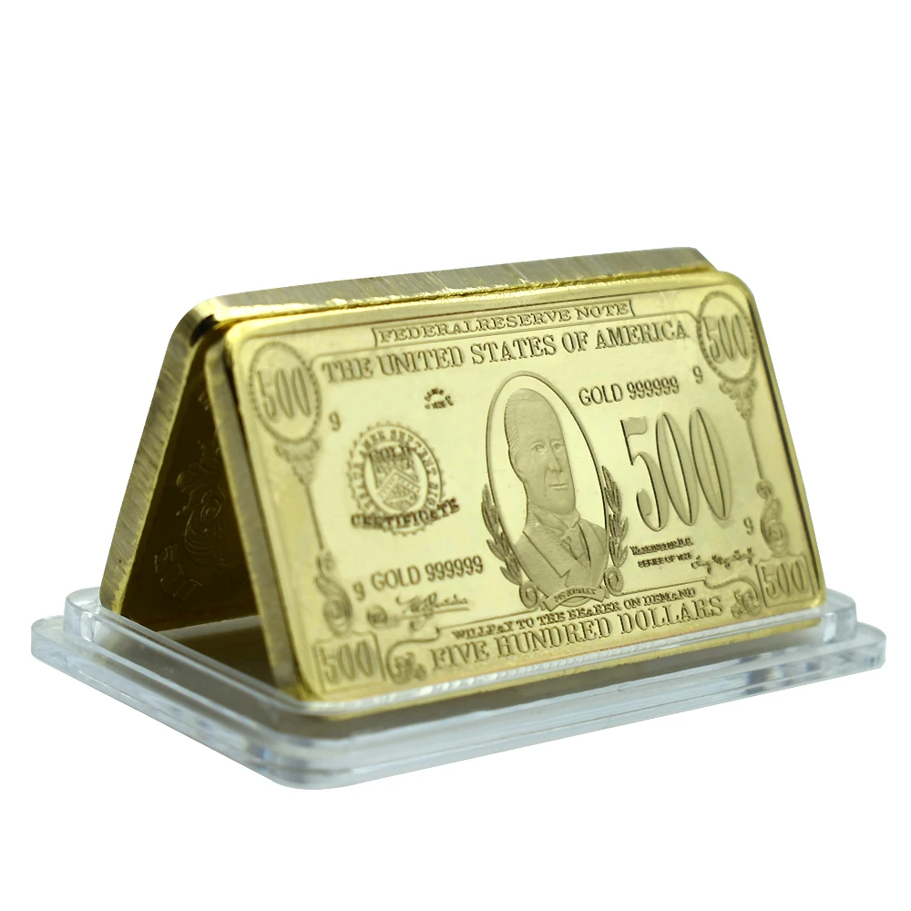 

US Dollar Five Hundred Dollars Dollars Gold Bullion American Metal Bullion Golden Bars USD with Plastic Case