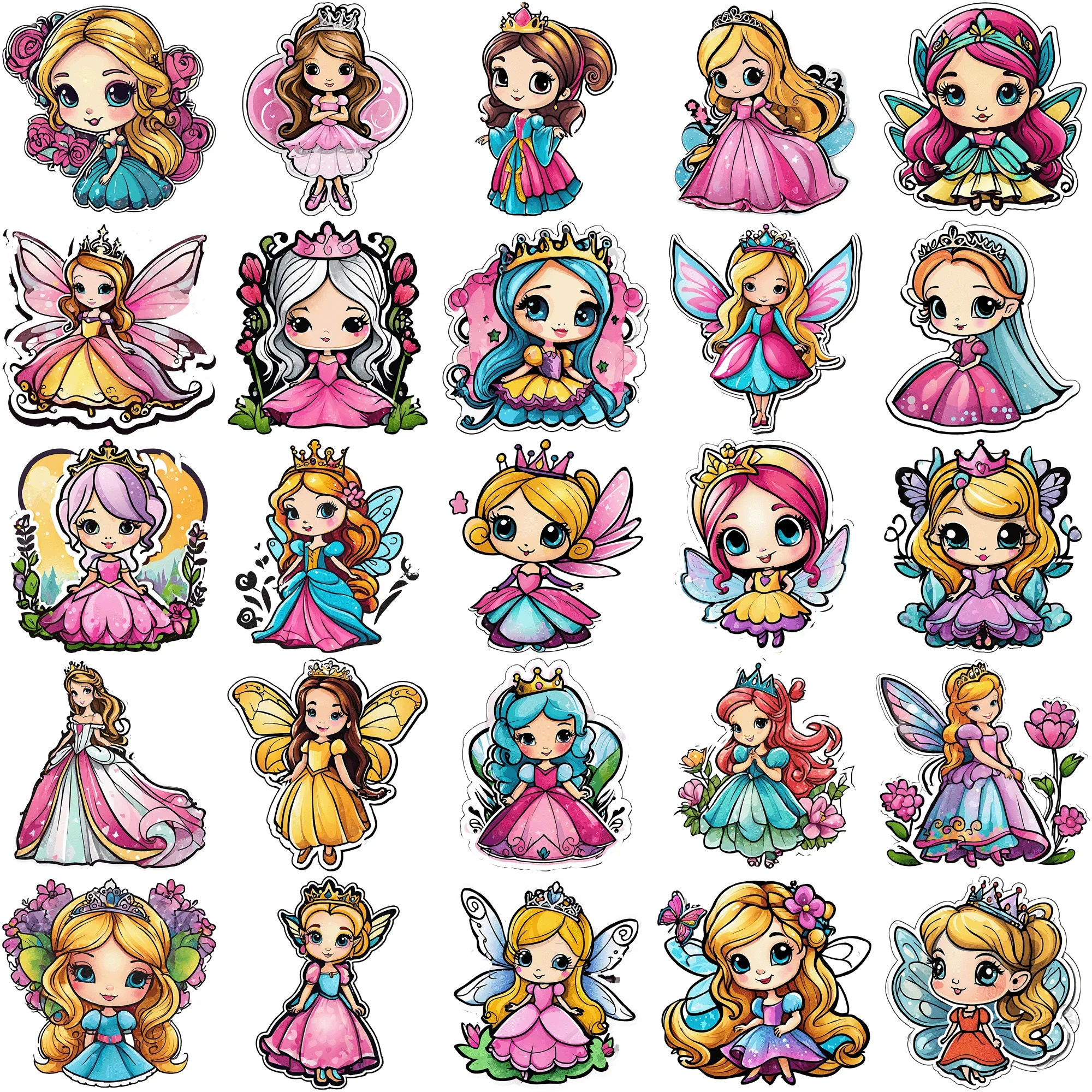 

50 pieces of cute fairy tale princess graffiti stickers Bring Your Scrapbook Pages to Life with these 50 pcs Stickers