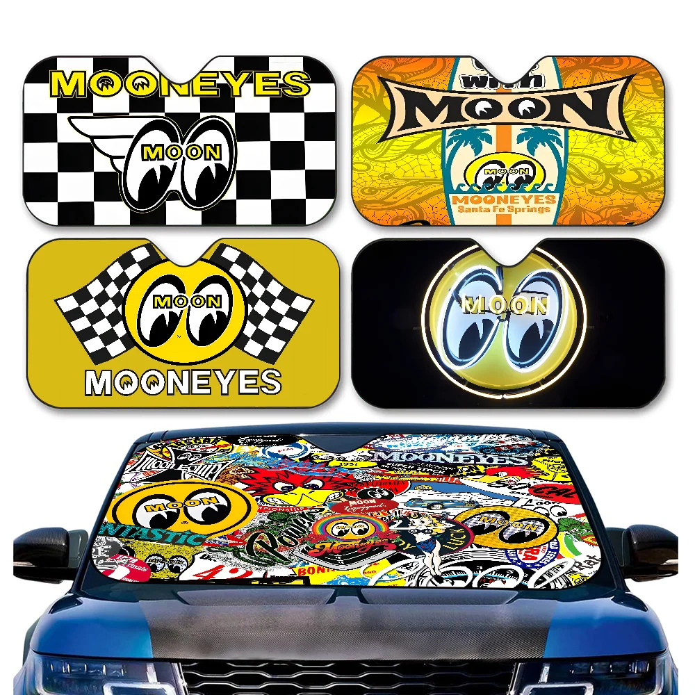 Mooneyes Car Sunshade Front Sunscreen Heat Insulation Cooling Aluminum Summer Car With Cartoon Glass Cover image 2