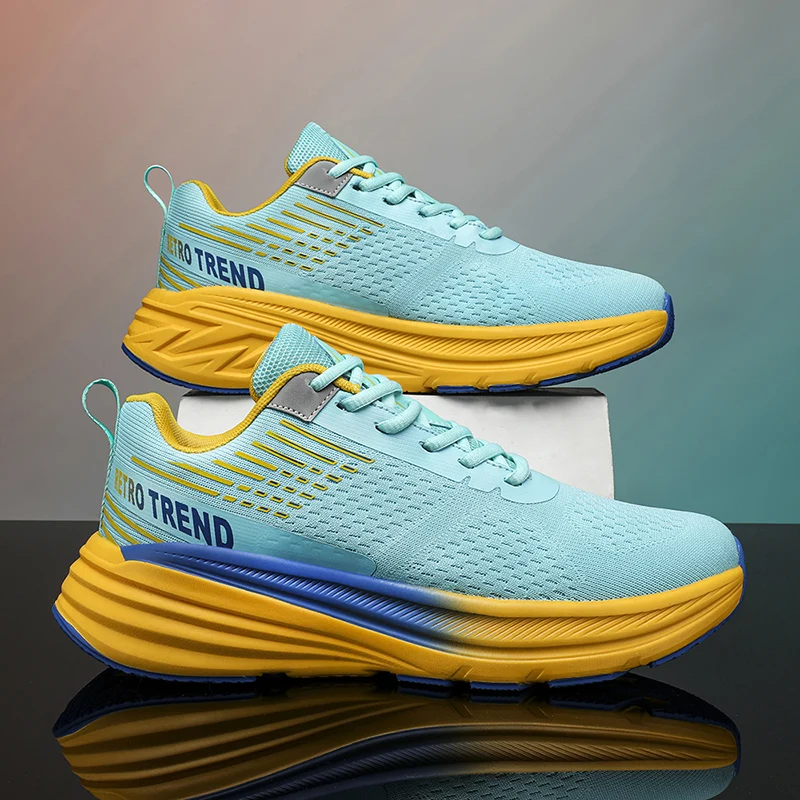 Outdoor Unisex Sport Shoes Platform Support Light Weight Cushioning Mesh Breathable Running Jogging Retro Trend Sneakers Men