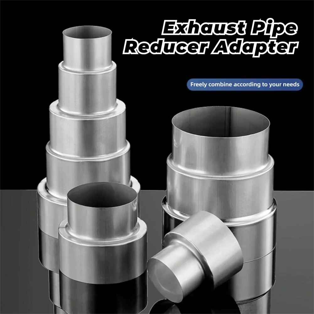 Stainless Steel Exhaust Pipe Reducer Adapter Multiple Sizes Silver Ventilation Pipe Fittings Portable