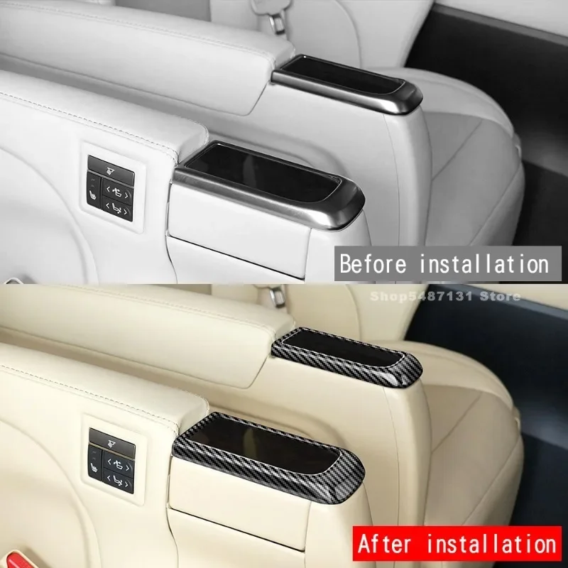 Car Rear Armrest Box Behind Water Cup Holder Frame Cover Trim for Toyota Alphard Vellfire 30 Interior Accessories