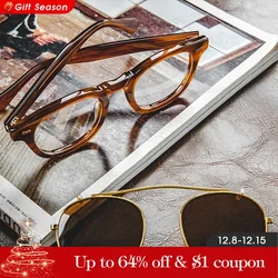 Maden Vintage Round Frame Glasses for Men Amekaji Removable  Polarized Sunglasses Brand Designer Eyewear Fashion Eye Glasses