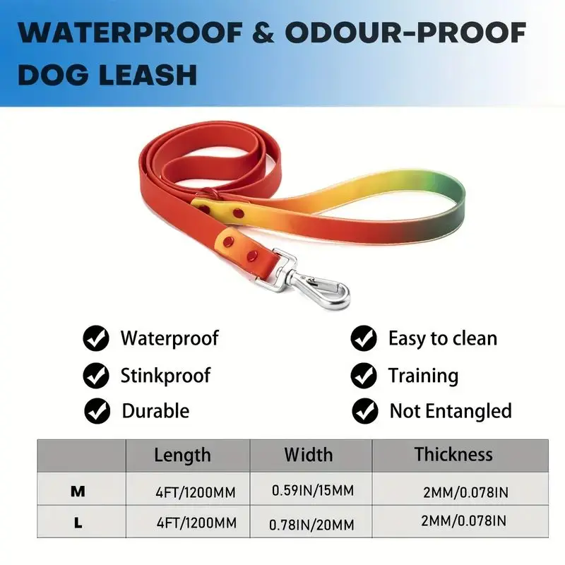 Waterproof Dog Leash PVC Pet Leash For Small Medium and Large Dogs Easy Clean Leash Comfort Walking Dog