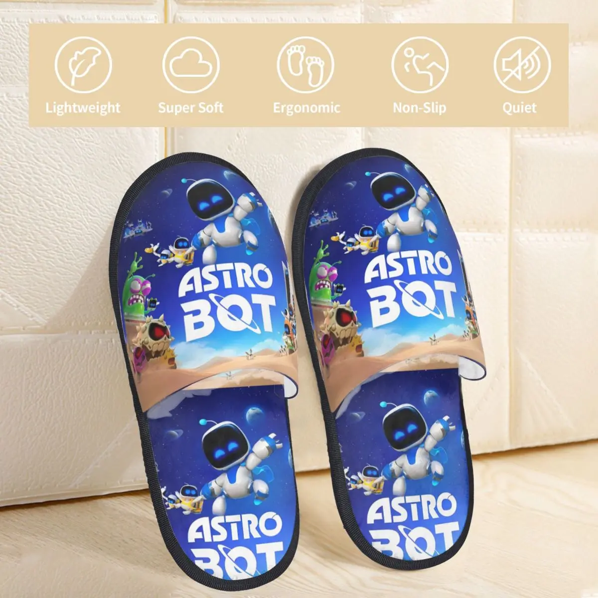 Winter Furry Slippers Astrobot Game Cartoon Merch Household Fur Slides Slippers Bedroom Astros Playroom Cozy Anti-skid Slides