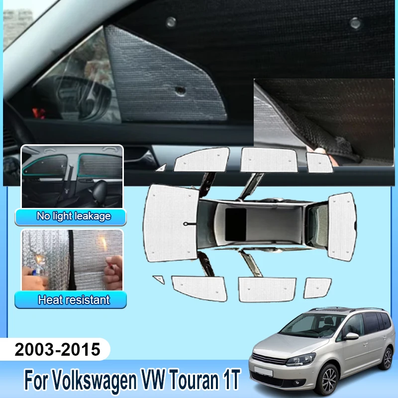

Для Volkswagen VW Touran 1T 2003~2015 2009: Полный комплект солнцезащитных козырьков на окна, защита от УФ-лучей, аксессуары для авто