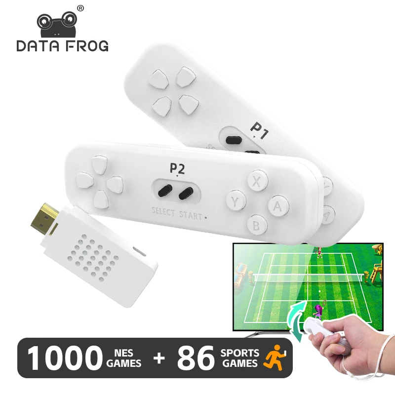 

DATA FROG Retro Game With 2.4G Wireless Controller Built in 1000 NES Game 4k Classic Motion Sensing Game Console Video Games