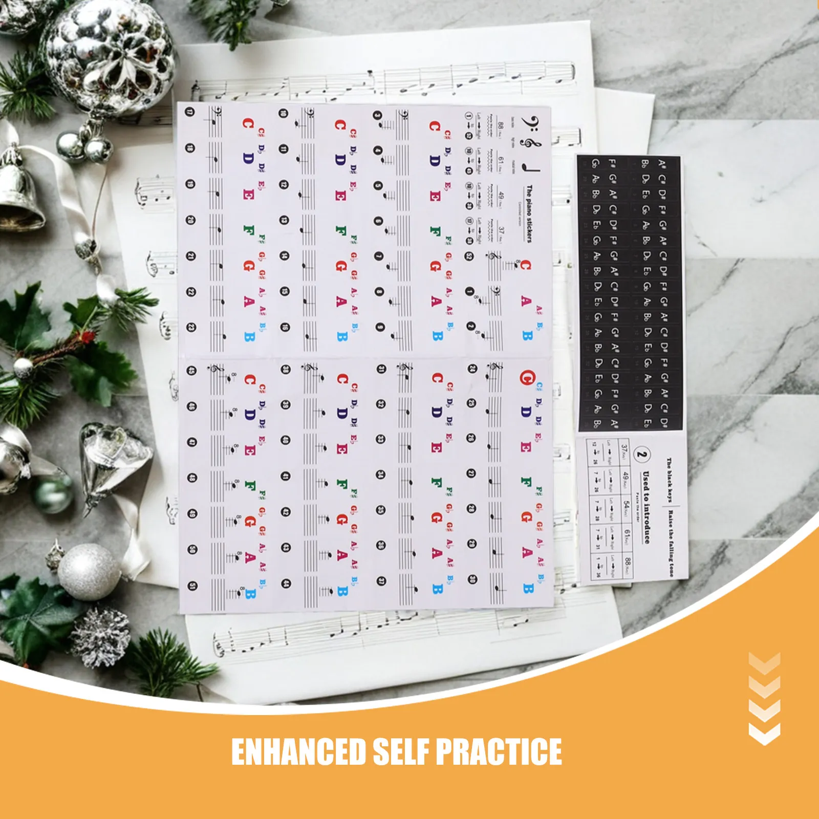5Pcs Music Note Keyboard Sticker Piano Note Guide For Music Teacher Colorful Stickers Removable Labels Beginners