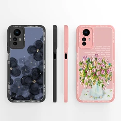 Luxury Phone Case For Xiaomi Redmi Note 12S Fashion Retro Flower Liquid Soft Silicone Back Cover Protective Coque For 12 S Funda