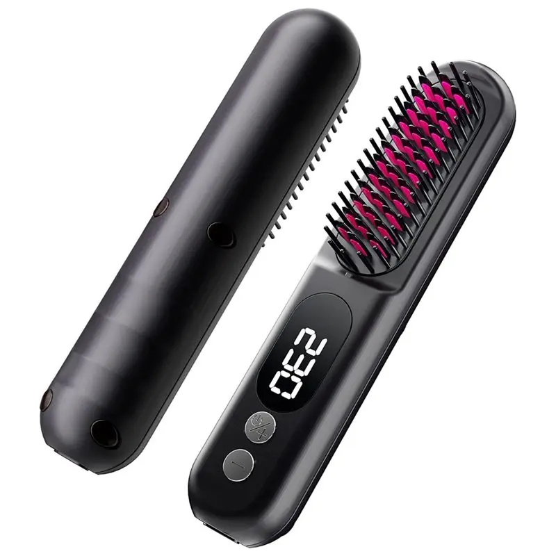 

【SUPERDEALS】Straight Hair Comb,Multi-Level Temperature Control, Iron Hot-Air Hair Brush, Straight Hair Straightener