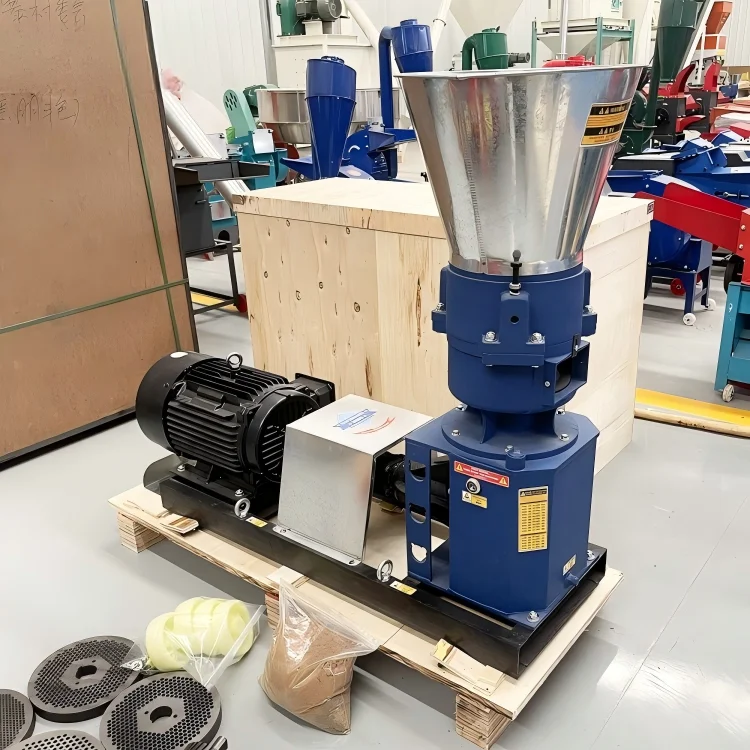 High Efficiency Electric Feed Pellet Machine 150-200kg/h Flat Die Pellet Mill for Corn Straw Grass Livestock Feed Processing