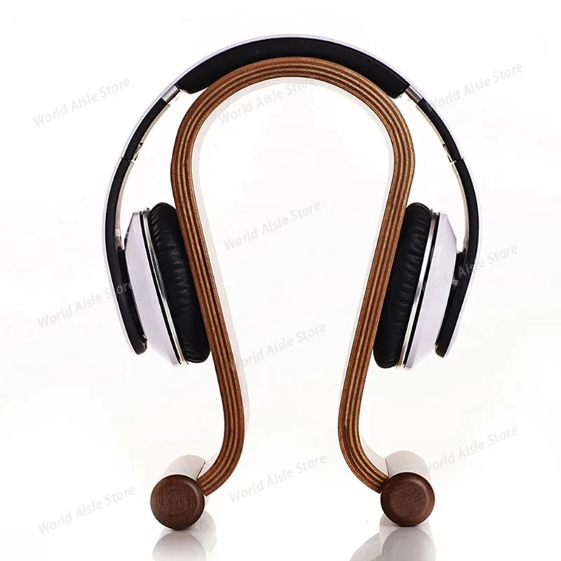 Wooden Headphones Headset Holder Hanger Desk Headset Display Shelf Rack, for Almost All on-Ear Headphones