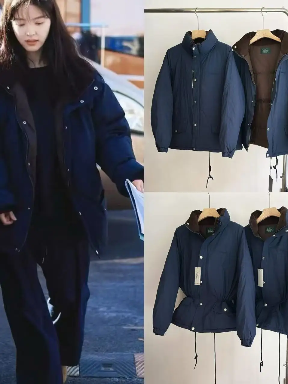 

Casual White Goose down Jaet Waist Dstring Stand Collar Padded Coat Nylon Material Medium Thin for Winter Season