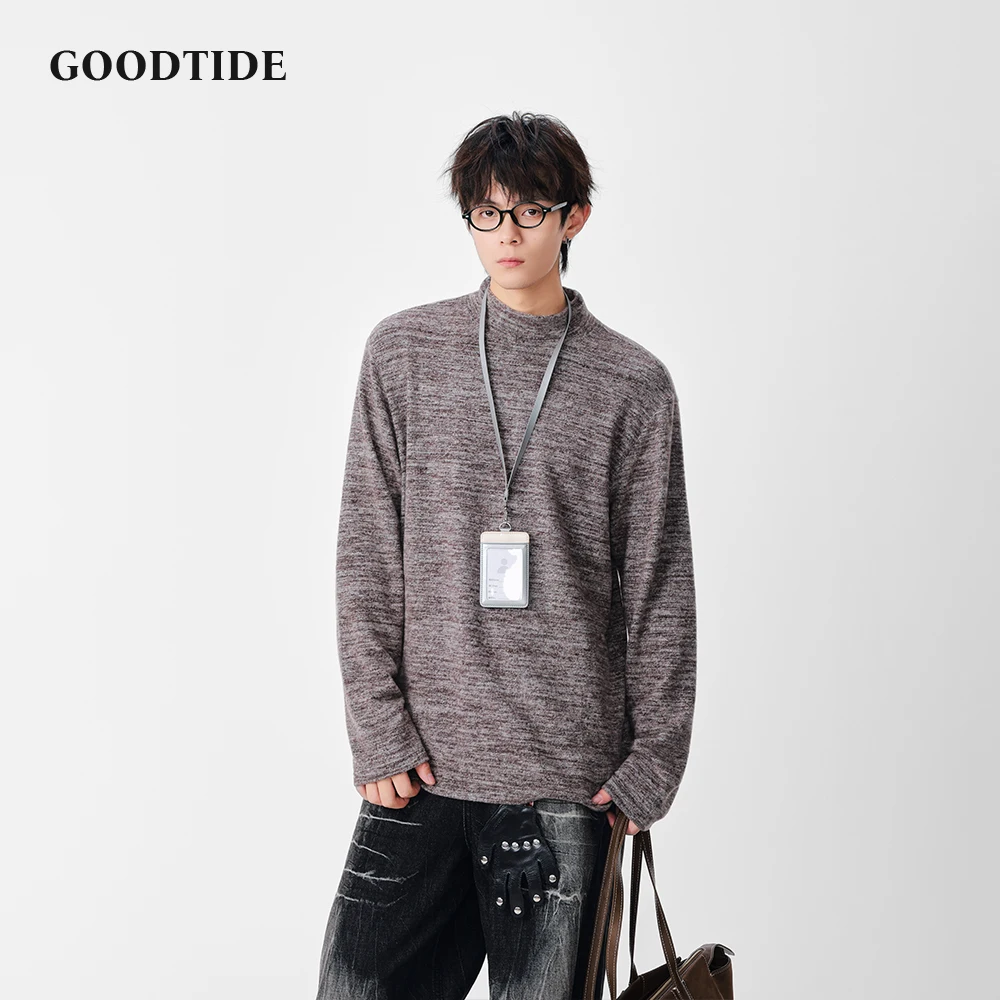 سترة رجالية عصرية غير رسمية برقبة وهمية 2025 خريف شتاء جديد محكم متماسكة وفضفاضة تناسب تصميم مريح ملابس يومية