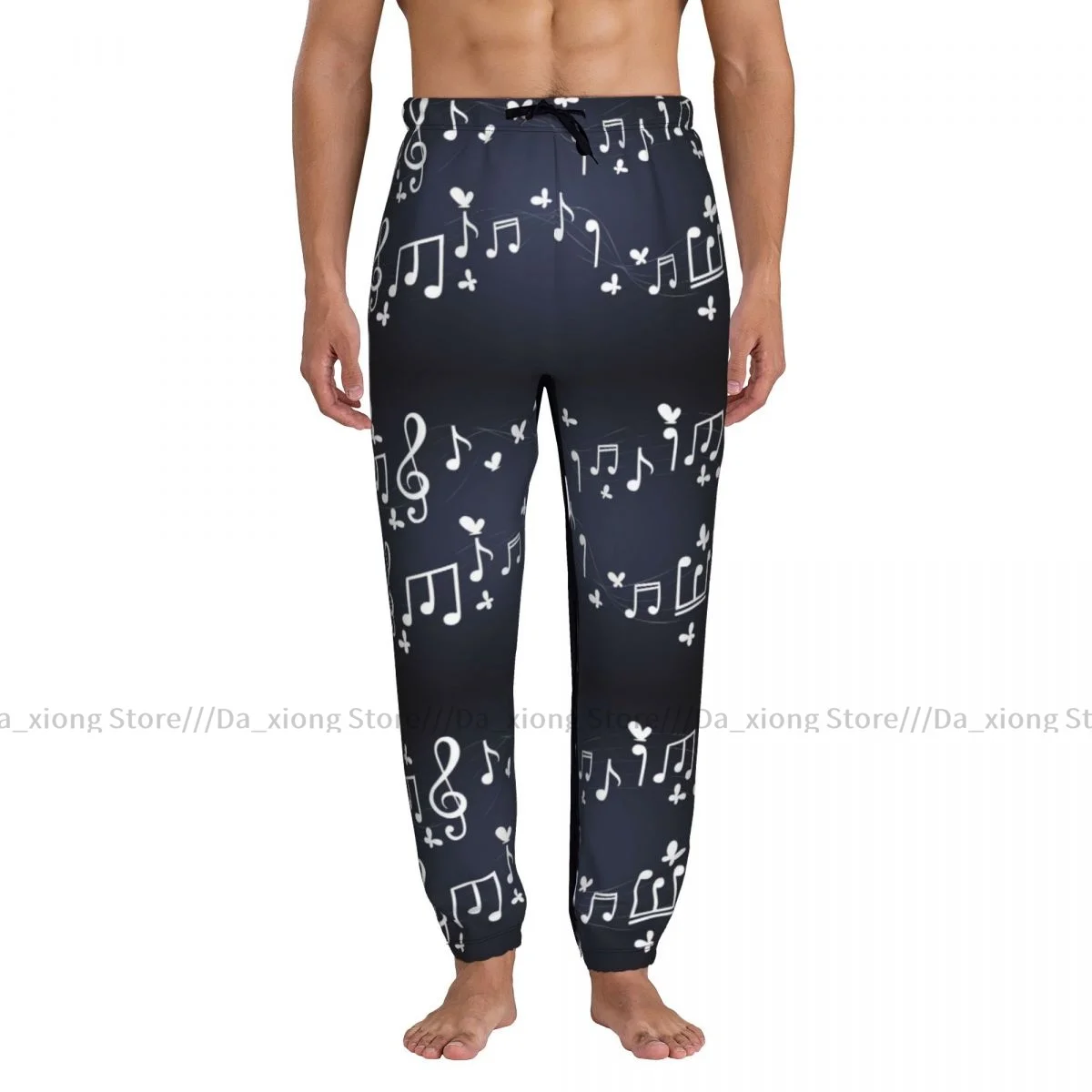 Men Sports Pants Male Casual Loose Trousers Pentagrams With Musical Notes Butterflies Sportpants