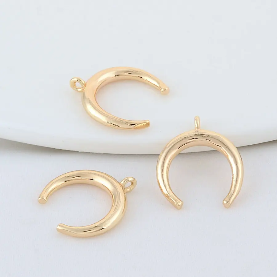 6PCS 15*17MM Gold Color Brass Moon Charms Pendants Jewelry Making Supplies Diy Necklaces Bracelet Findings Accessories