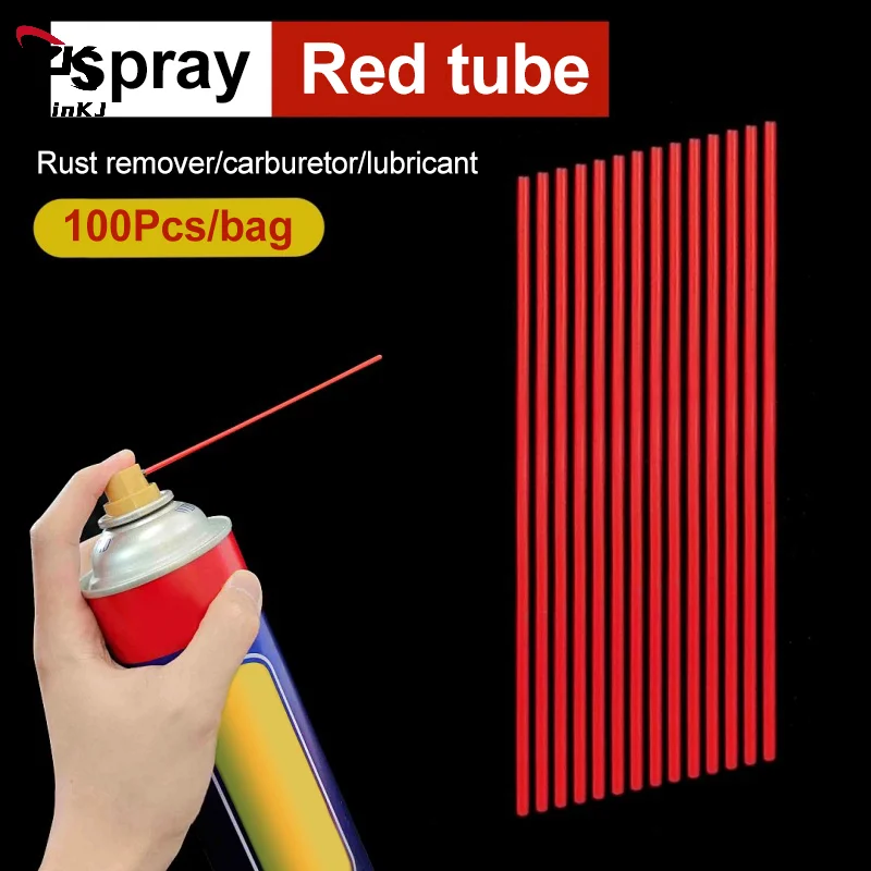 100Pcs/lot Spray Can Plastic Extension Straw Replacement Accessories 12/25/50cm Red Rust Remover Lubricant Spray Straws