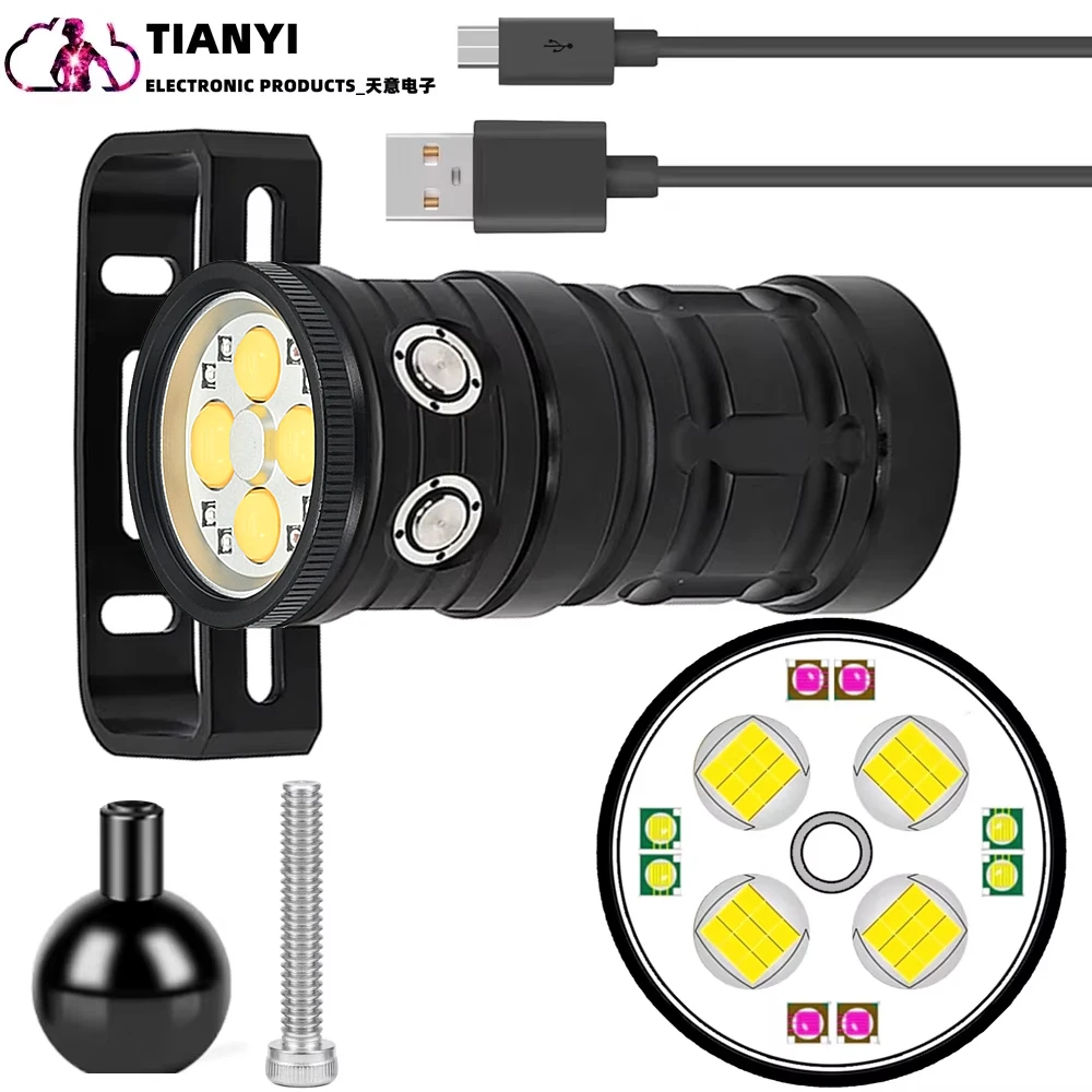 

Dive Light for Underwater Photography, 5500Lumens Super Bright Diving Flashlight, 100M Waterproof Underwater Video Light