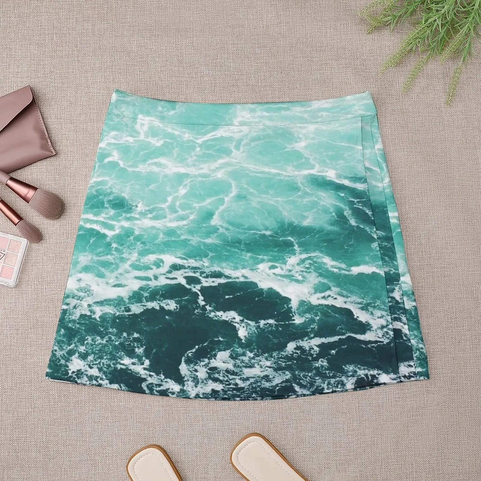 Blue Ocean Summer Beach Waves Mini Skirt korean style women clothing Dresses Mini Skirt