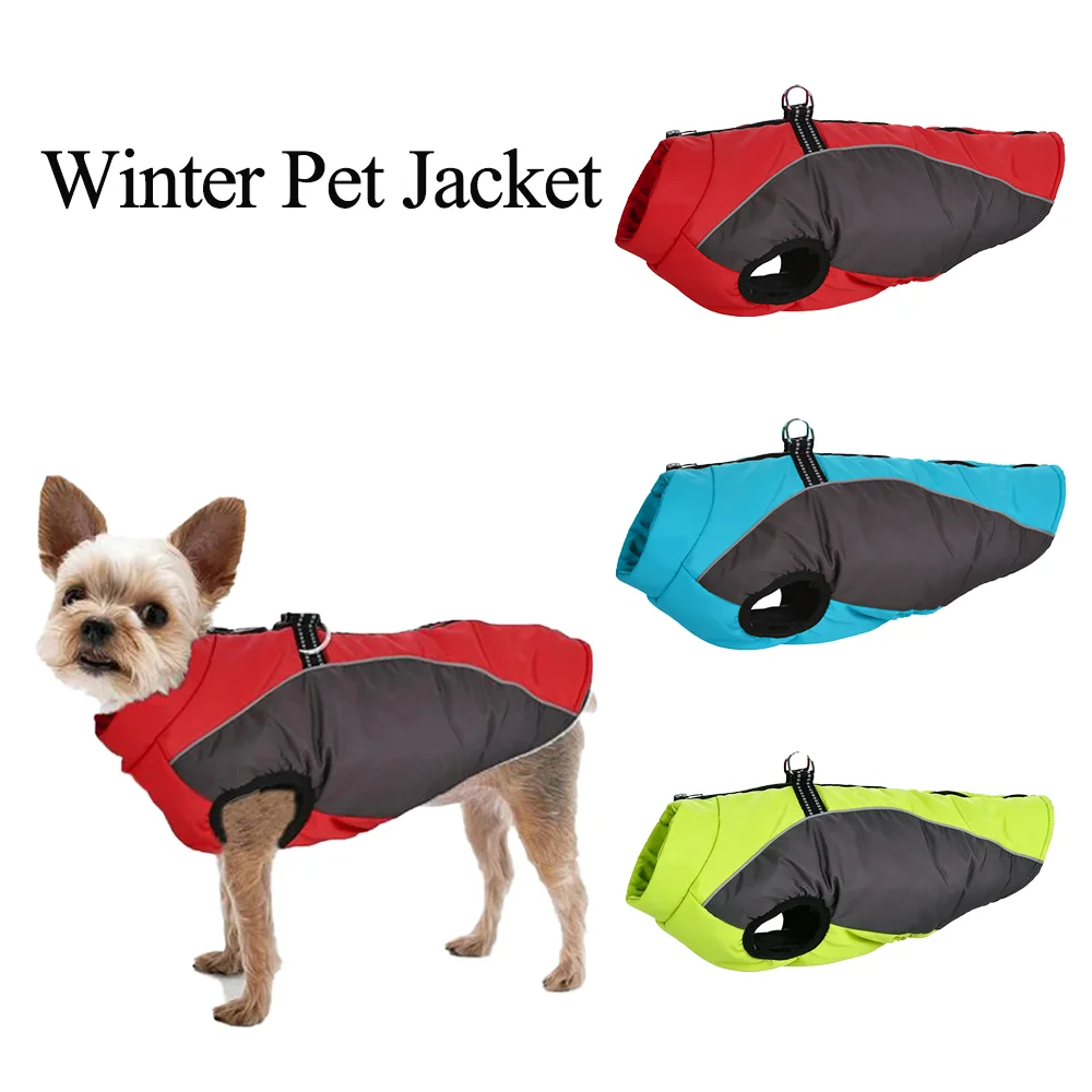 Winter Warm Dogs Jacket With Reflective and D-ring Pet Dog Clothes for Small Dogs Cats Yorkie French Bulldog Windproof Vest Coat