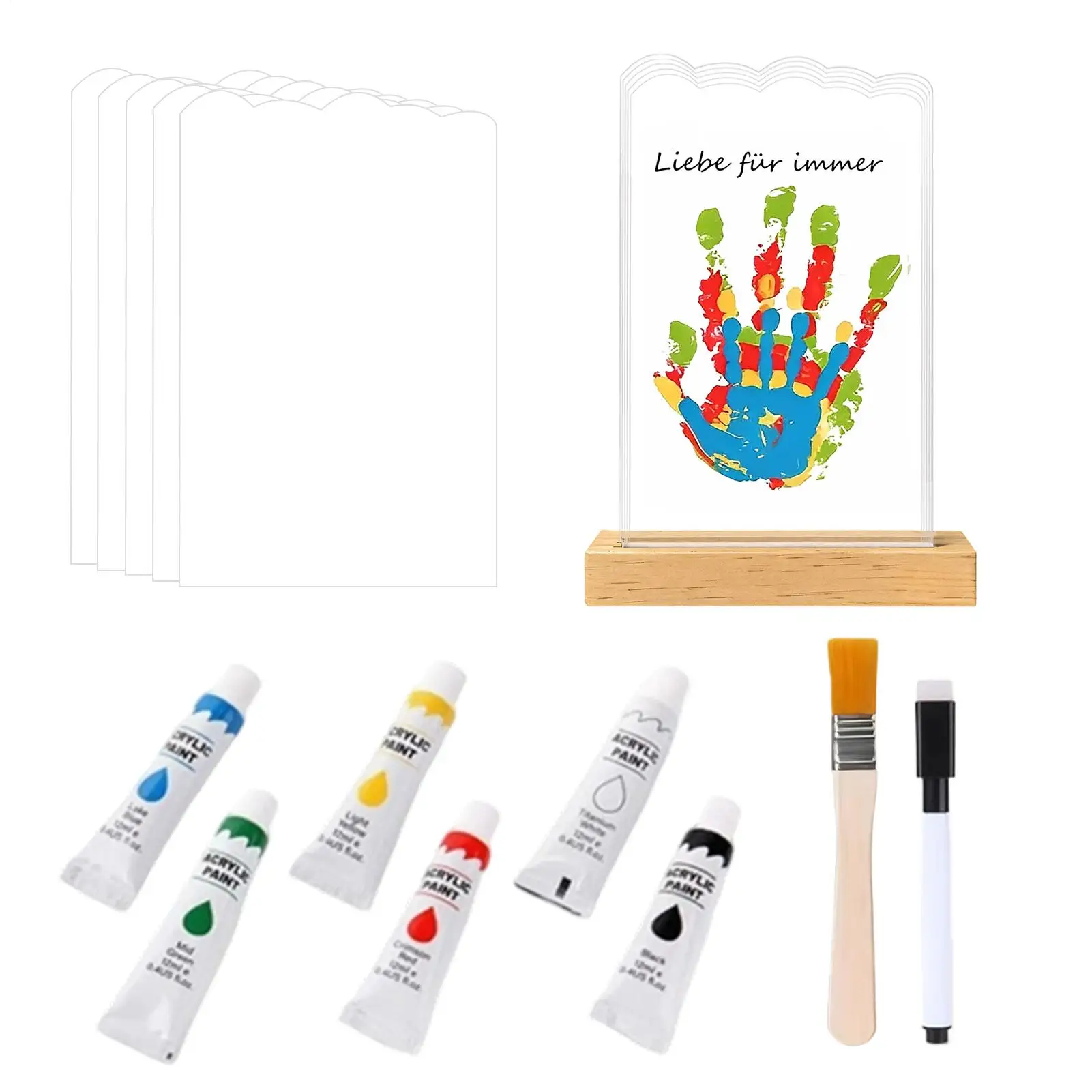 souvenir-familial-avec-empreinte-de-main-et-empreinte-de-patte-d'animal-en-acrylique-transparent-avec-base-en-bois-cadre-souvenir-avec-empreinte-de-main-pour-papa-garcon-fille-enfants