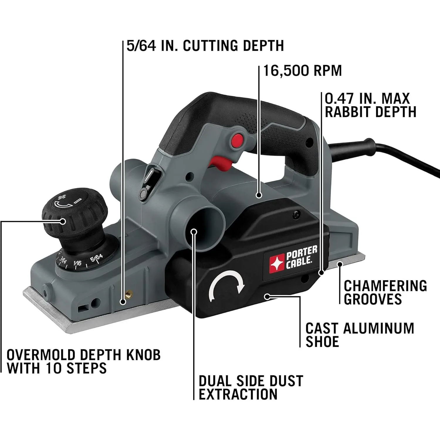 Hand Planer, 6-Amp, 5/64-Inch (PC60THP)