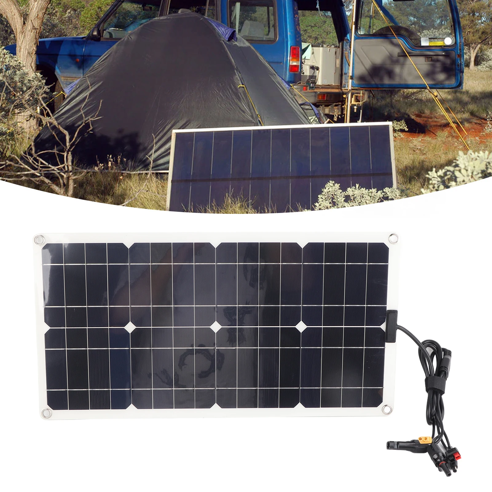 لوحة طاقة شمسية خارجية لوحة طاقة شمسية مقاومة للماء لوحة شحن البطارية XT60 موصل 100 وات للبطارية الشمسية الخارجية #1