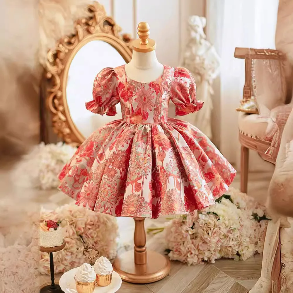 Toddler Baby Baptism Dresses 1 Year Birthday Party Flower Girl Wedding Dress For Baby Girl Clothing printing Princess Tutu Gown