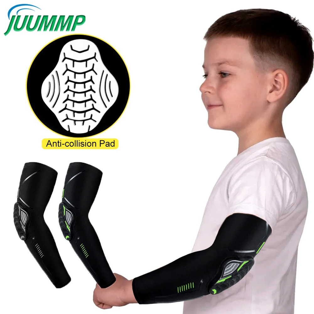 1Pcs Kids Arm Elbow Sleeve Pads 5-15 Years Children Youth Sports Compression Protective Elbow Guard for Volleyball, Basketball