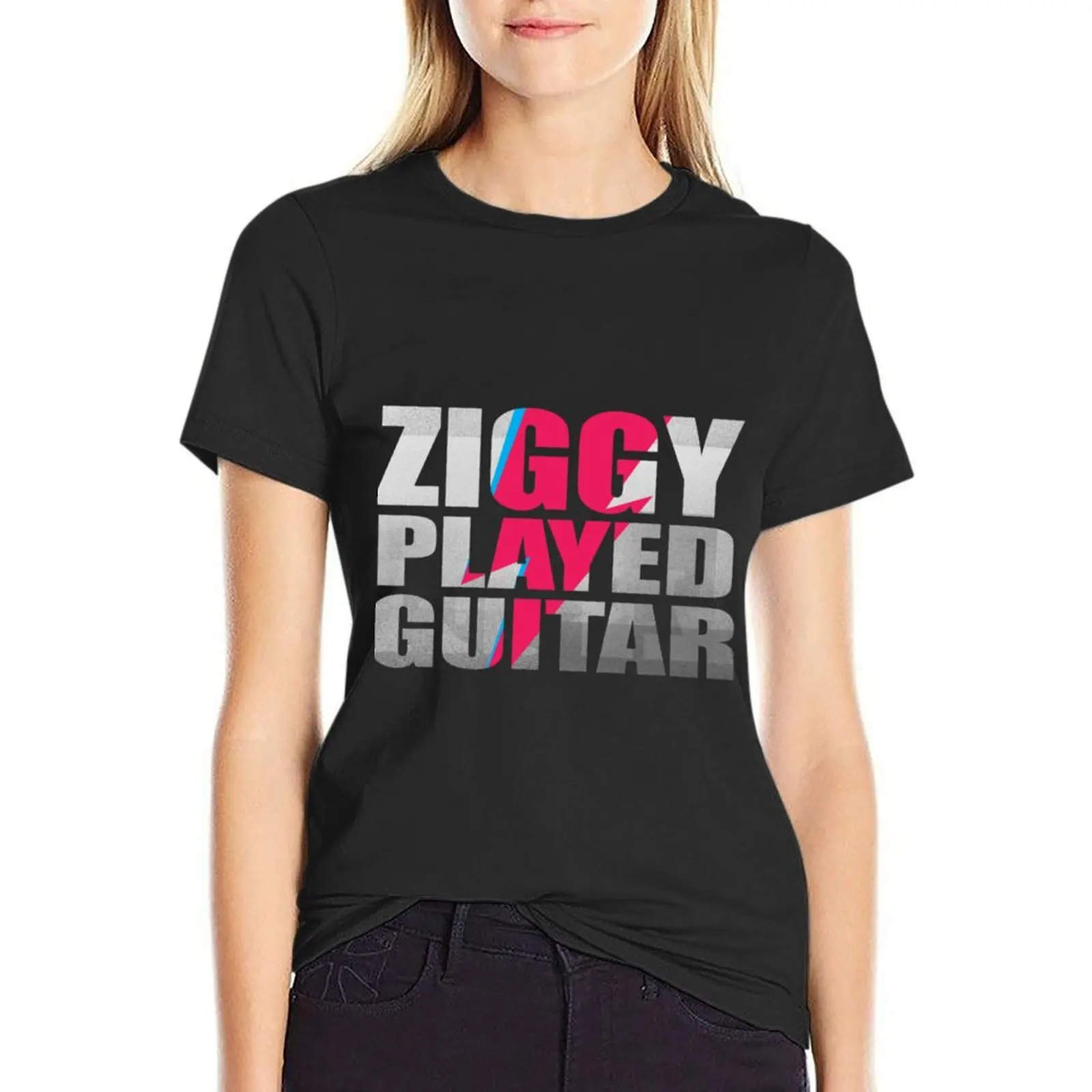 

ZIGGY PLAYED GUITAR #ON BLACK T-Shirt quick-drying customizeds sports fans hippie clothes black t shirts for Women