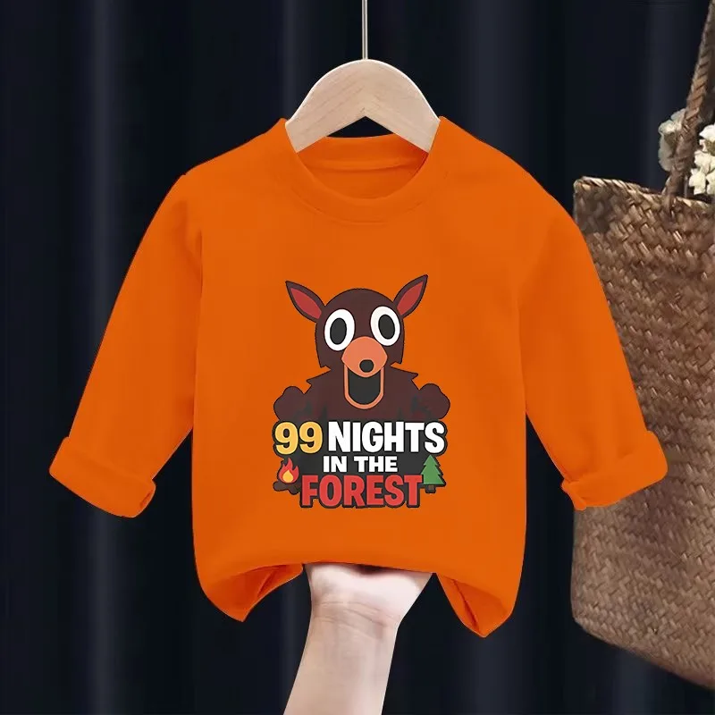 

99 Nights in The Forest Children's T-shirt Autumn Winter Loose Comfortable Long Sleeve Cute Cartoon Printed Top Birthday Gift