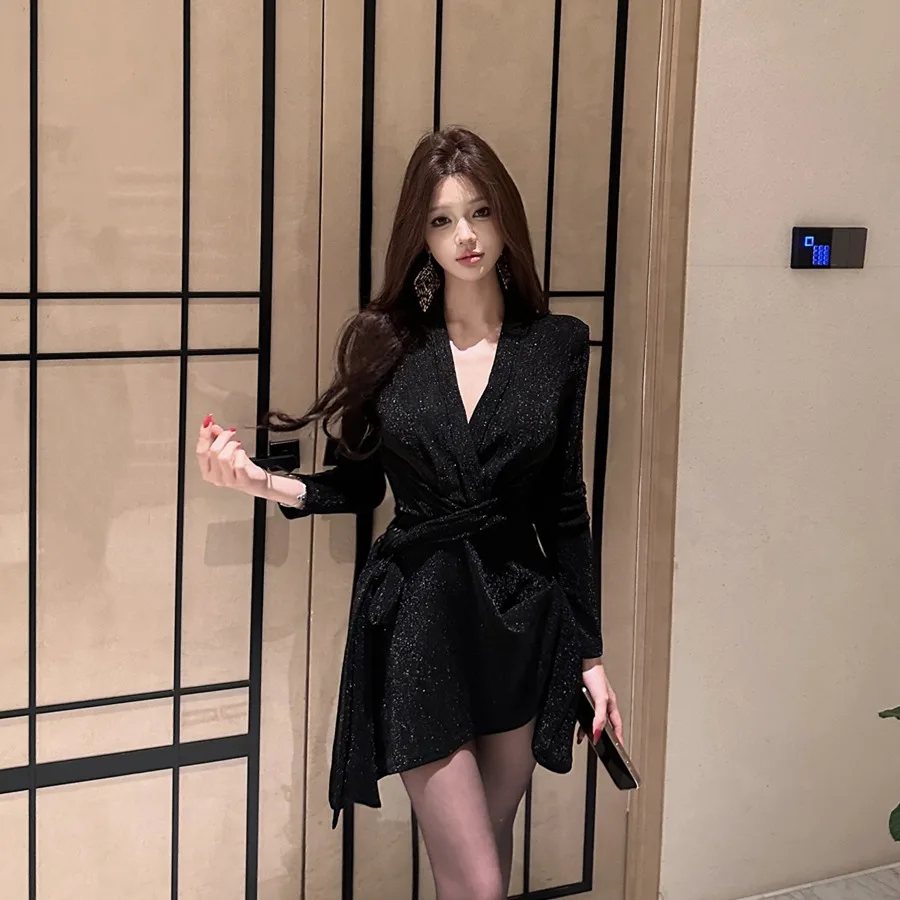 スリムフィット ハイウエスト Vネック セクシー ストラップ スリット入り ロングスカート レディース レトロ ファッション 韓国風 通勤 スカート