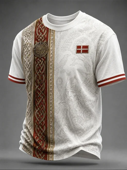 2027 Summer Best-selling Men's Vintage Viking Style 3D Printed Outdoor Sports Breathable Quick-Drying T-Shirt for Family Couples