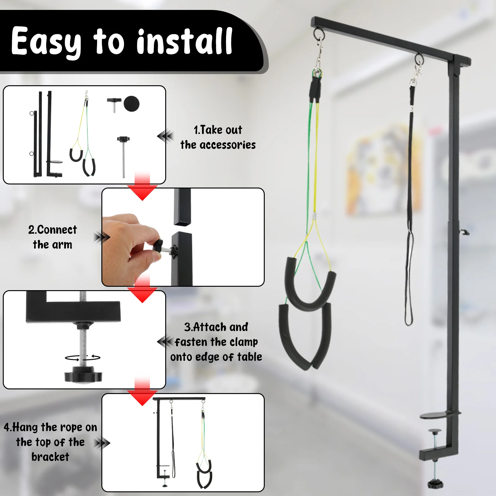 Dog Grooming Table Arm Bracket Clamp Height Adjustable Pet Fixed Grooming Stand Stainless Steel Pet Nail Clipping Haircut view 6