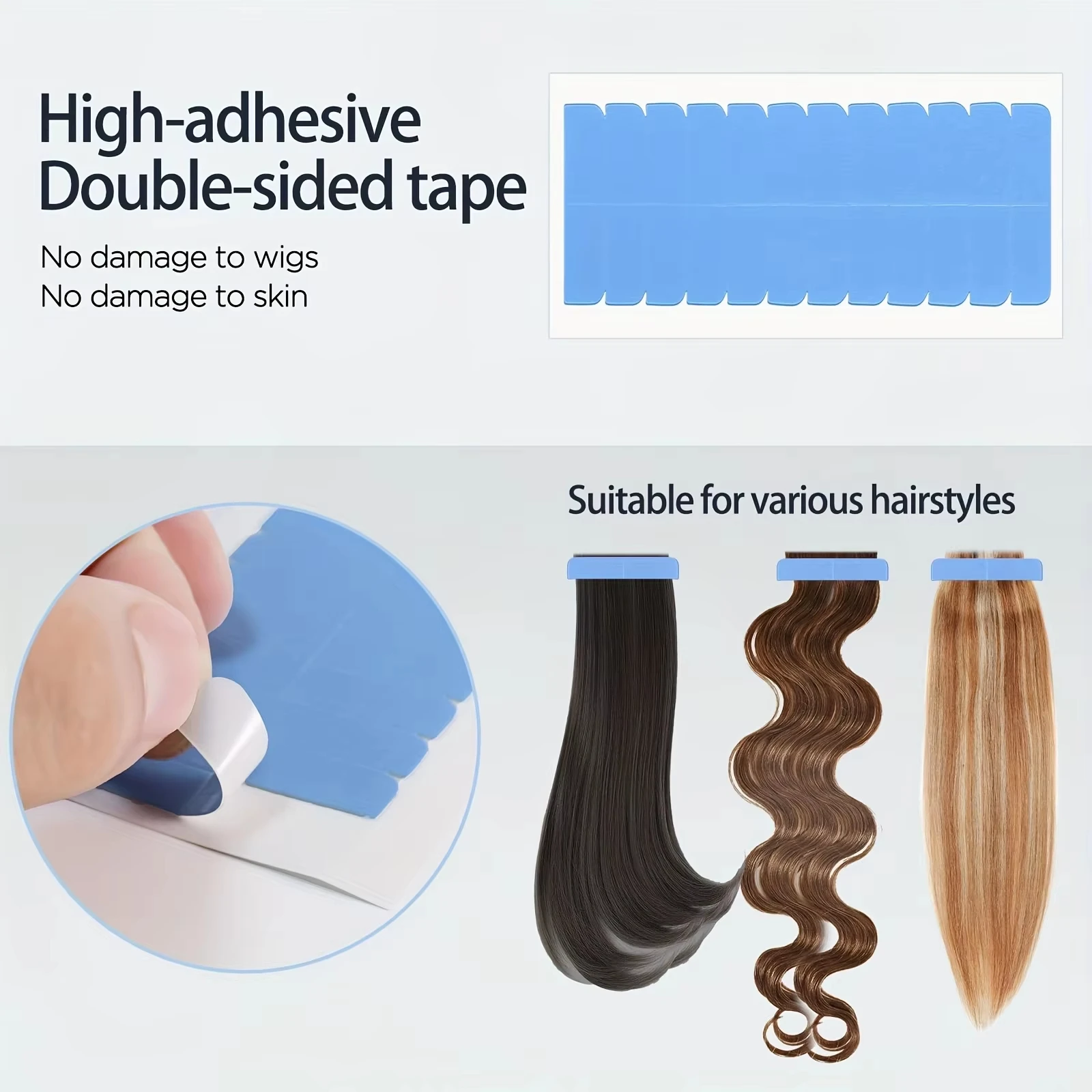 

10Pcs Double-Sided Hair Extension Tape glue Waterproof Adhesive Tapes for Tape-In Human Hair strong hold lace wig glue